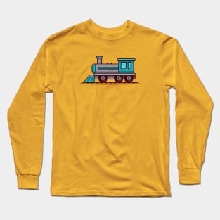 Train Cartoon Illustration Long Sleeve T-Shirt